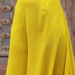 Stylum Women's Yellow Haldi & Mehandi Special Georgette Top Palazzo Dupatta Co-ord Set (STDYELLOWJUGNI)
