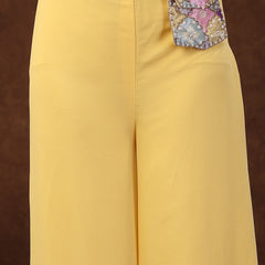 Stylum Women's Yellow Embellished Party Wear Georgette Palazzo & Blouse with Dupatta (STDYELLOWPOKKY)