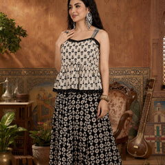 Stylum Women's Black Floral Printed Cotton Co-Ord Set (STWHITERETRO)