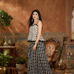 Stylum Women's Black Floral Printed Cotton Co-Ord Set (STWHITERETRO)