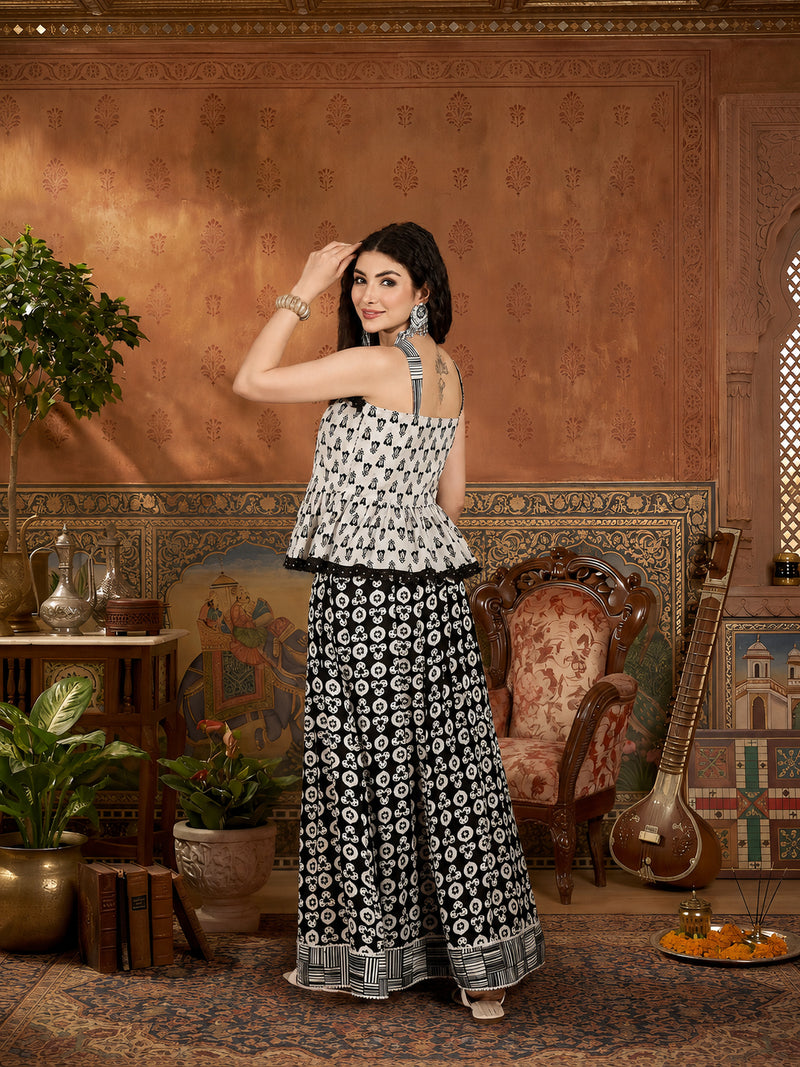 Stylum Women's Black Floral Printed Cotton Co-Ord Set (STWHITERETRO)
