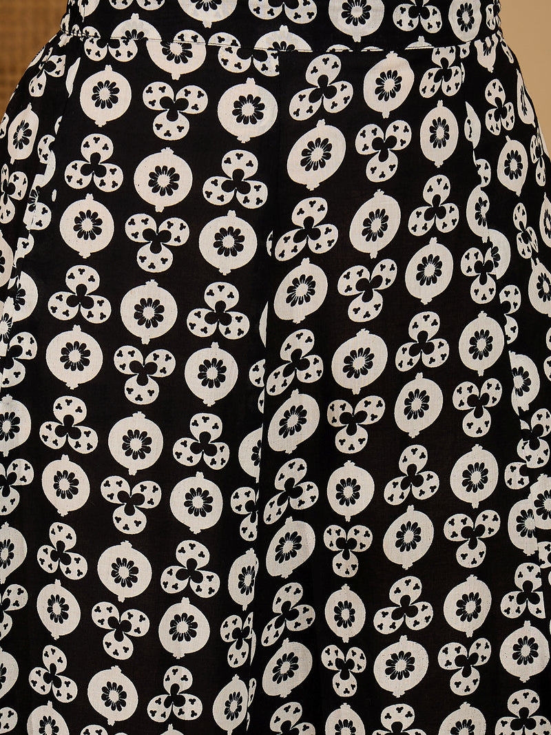 Stylum Women's Black Floral Printed Cotton Co-Ord Set (STWHITERETRO)