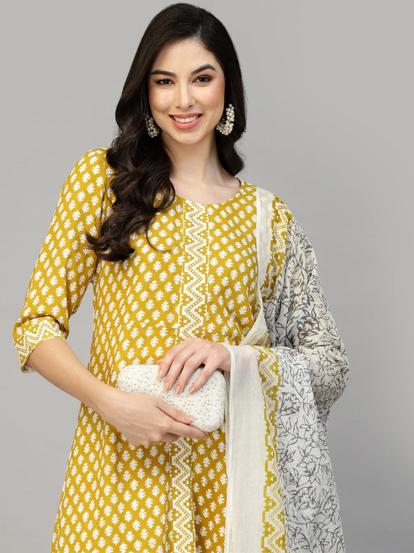Stylum Women's Printed Rayon Kurta Dupatta Set (SUMMERCORN)