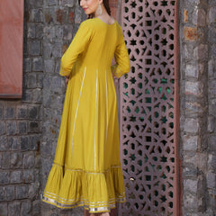 Stylum Women's Embroidered & Embellished Rayon Anarkali kurta (SWEETCORN)