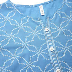 Blue Printed Rayon Cord set