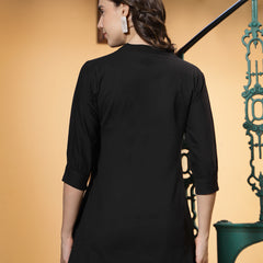 Stylum Women's Black Solid Cotton Flex Top (TOPBLACKHIPPO)