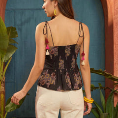 Stylum Women's Black Floral Printed Cotton Peplum Top (TOPBLACKKIKI)
