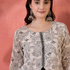 Stylum Women's Black Floral Printed Cotton Straight Top (TOPBLACKRUFIL)