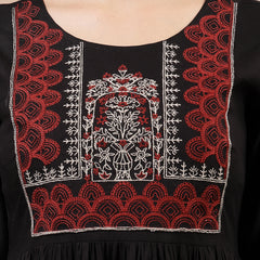 Stylum Women's Black Solid & Embroidered Rayon Peplum Top (TOPBLACKTIMMI)