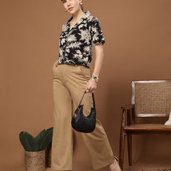 Stylum Women's Black Floral Printed Cotton Crop Top (TOPBLACKZEMINI)