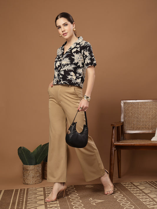 Stylum Women's Black Floral Printed Cotton Crop Top (TOPBLACKZEMINI)