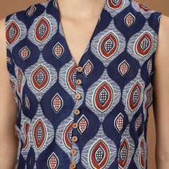 Stylum Women's Blue Ethnic Printed Cotton Vest Top (TOPBLUEBASIL)