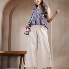 Stylum Women's Blue Floral Printed Katha Cotton Peplum Tops (TOPBLUECHIKA)