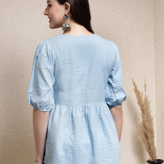 Stylum Women's Self Woven Kantha Cotton Top (TOPBLUEDAMPA)