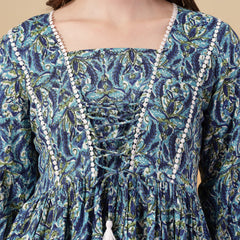 Stylum Women's Blue Floral Printed Rayon Peplum Top (TOPBLUEMUMTAZ)
