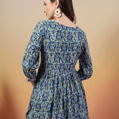 Stylum Women's Blue Floral Printed Rayon Peplum Top (TOPBLUEMUMTAZ)