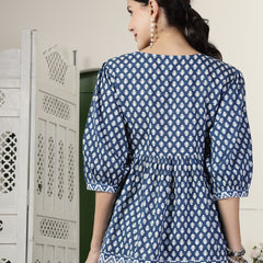 Stylum Women's Geometric Printed Rayon Peplum Top (TOPBLUENIKKI)