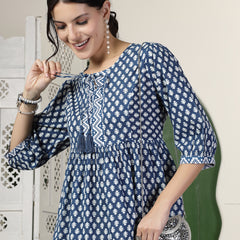 Stylum Women's Geometric Printed Rayon Peplum Top (TOPBLUENIKKI)