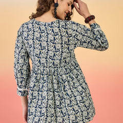 Stylum Women's Blue Floral Printed Cotton Top (TOPBLUEWOW)