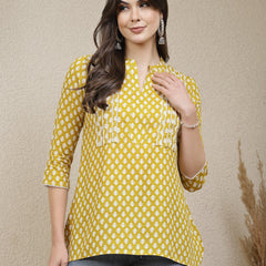 Women's Ethnic Motif Printed Rayon Empire Top (TOPCORNKAJOL)