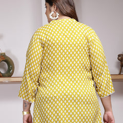 Plus Size Women's Ethnic Motif Printed Rayon Empire Top (TOPCORNKAJOLPLUS)