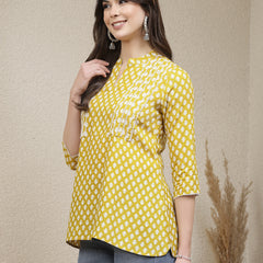 Women's Ethnic Motif Printed Rayon Empire Top (TOPCORNKAJOL)