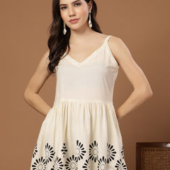 Stylum Women's Cream Solid Rayon Empire Top (TOPCREAMDAME)