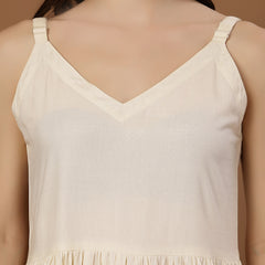 Stylum Women's Cream Solid Rayon Empire Top (TOPCREAMDAME)