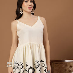 Stylum Women's Cream Solid Rayon Empire Top (TOPCREAMDAME)