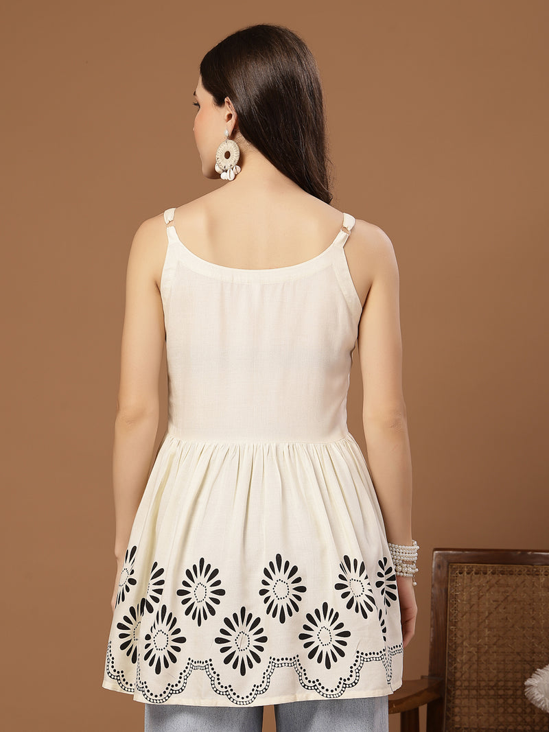 Stylum Women's Cream Solid Rayon Empire Top (TOPCREAMDAME)