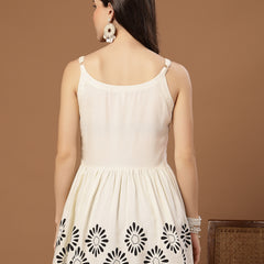 Stylum Women's Cream Solid Rayon Empire Top (TOPCREAMDAME)