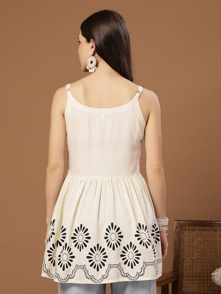 Stylum Women's Cream Solid Rayon Empire Top (TOPCREAMDAME)