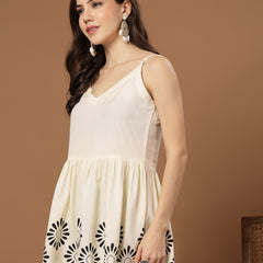 Stylum Women's Cream Solid Rayon Empire Top (TOPCREAMDAME)