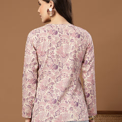 Stylum Women's Cream Floral Printed Cotton Straight Top (TOPCREAMMILD)