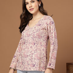 Stylum Women's Cream Floral Printed Cotton Straight Top (TOPCREAMMILD)