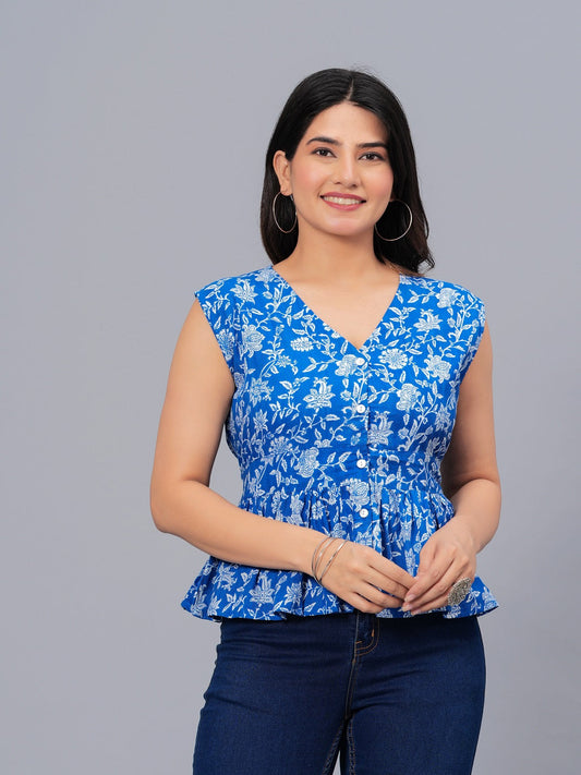 Stylum Women's Floral Printed Cotton Peplum Top (TOPGGALIYAINDI)