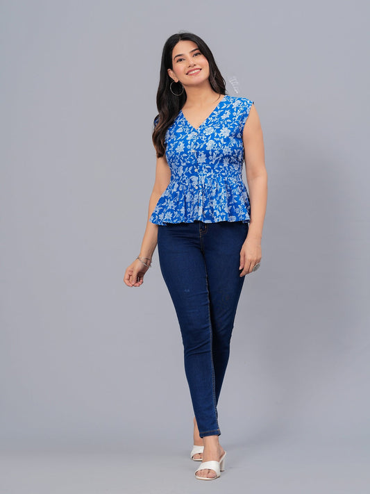 Stylum Women's Floral Printed Cotton Peplum Top (TOPGGALIYAINDI)