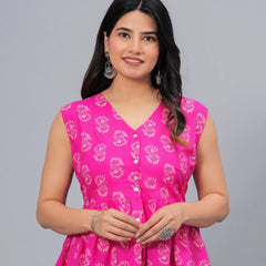 Stylum Women's Floral Printed Rayon Peplum Top (TOPGGAVAPINK)