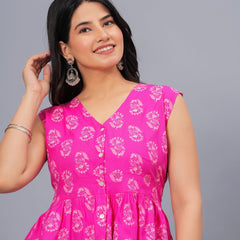 Stylum Women's Floral Printed Rayon Peplum Top (TOPGGAVAPINK)