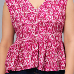 Stylum Women's Printed Rayon Peplum Top (TOPGGCHERRYPINK)