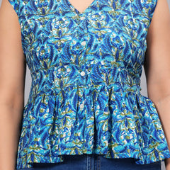 Stylum Women's Printed Rayon Peplum Top (TOPGGCHERRYROYAL)