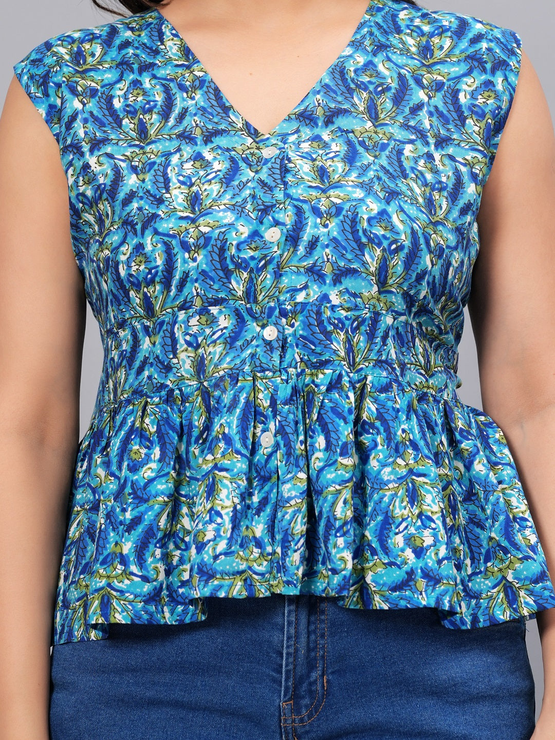 Stylum Women's Printed Rayon Peplum Top (TOPGGCHERRYROYAL)