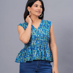 Stylum Women's Printed Rayon Peplum Top (TOPGGCHERRYROYAL)