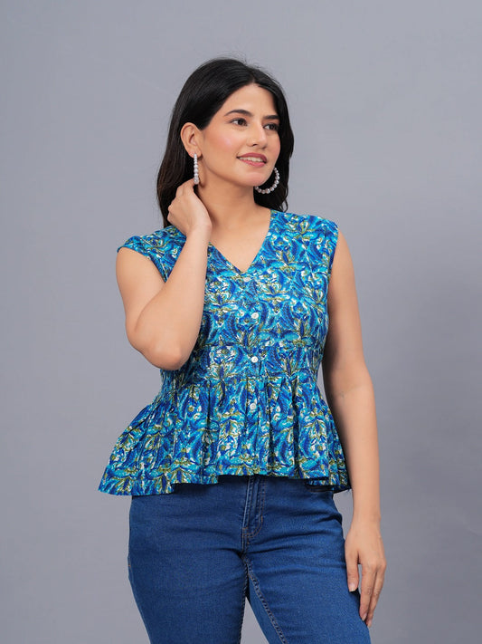 Stylum Women's Printed Rayon Peplum Top (TOPGGCHERRYROYAL)