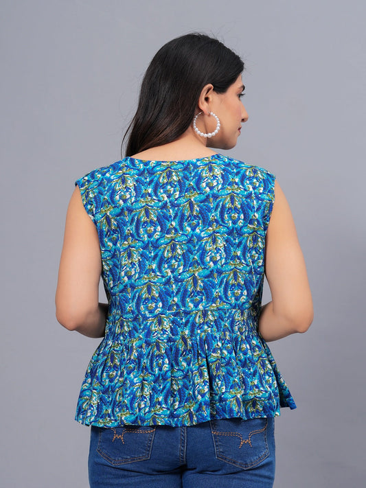 Stylum Women's Printed Rayon Peplum Top (TOPGGCHERRYROYAL)