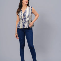 Stylum Women's Geometric Printed Rayon Peplum Top (TOPGGHANNAHWHITE)