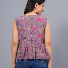 Stylum Women's Floral Printed Rayon Peplum Top (TOPGGNAINAMAUVE)