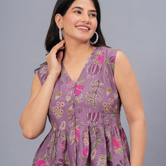 Stylum Women's Floral Printed Rayon Peplum Top (TOPGGNAINAMAUVE)