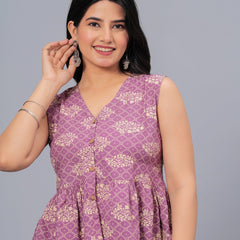 Stylum Women's Bandhej Printed Rayon Peplum Top (TOPGGPURPLEKOHLI)