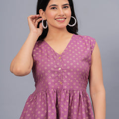 Stylum Women's Gold & Khari Printed Rayon Peplum Top (TOPGGSONYPURPLE)